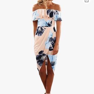 Never worn ruffle off the shoulder floral print dress